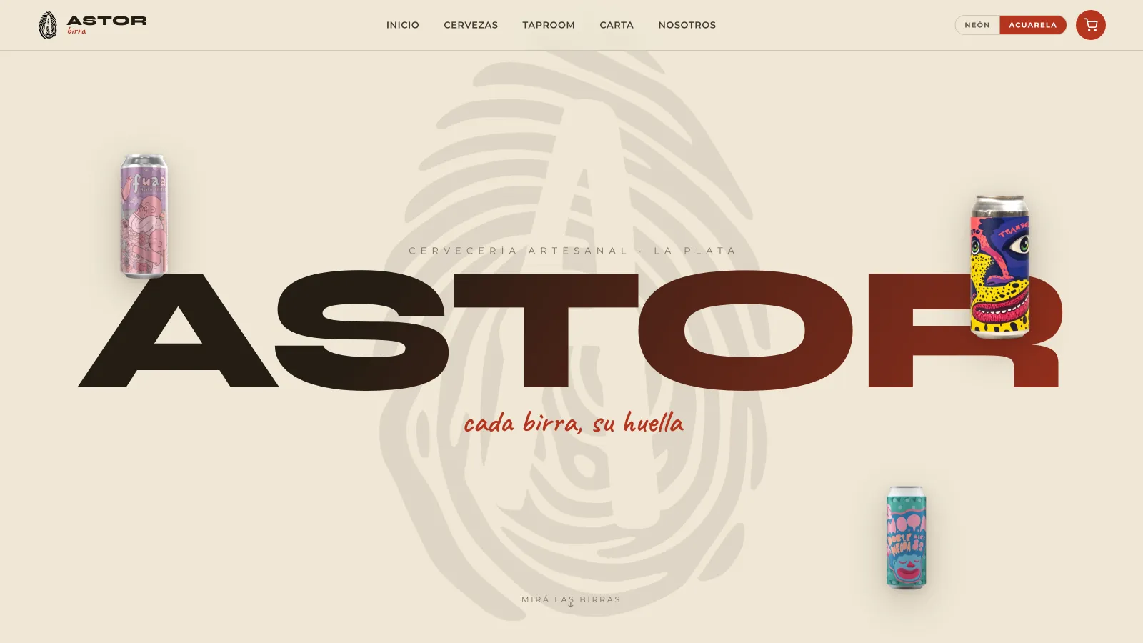 Portada del sitio web nuevo de Astor Birra, cervecería artesanal de La Plata