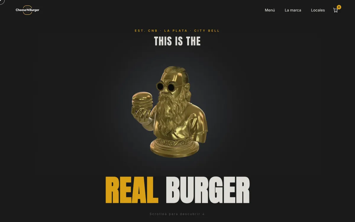 Portada del sitio web de Cheese'N Burger, hamburguesería de La Plata y City Bell