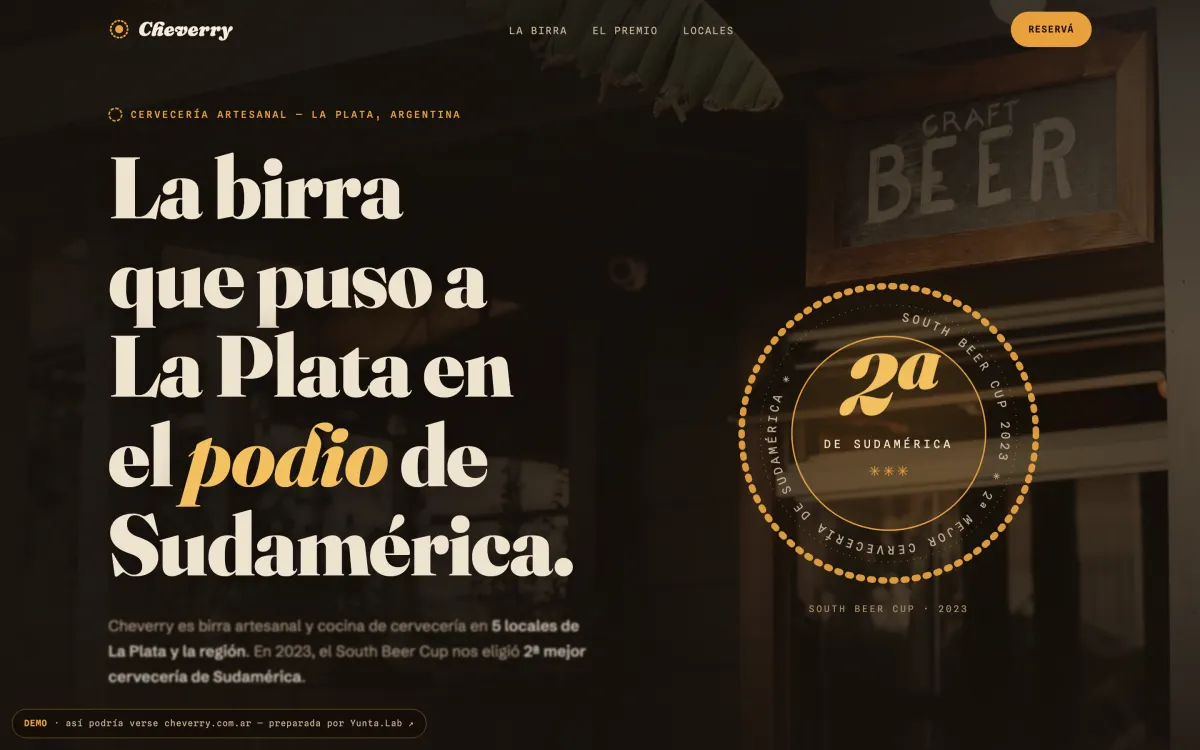 Portada del demo de Cheverry, cervecería artesanal de La Plata